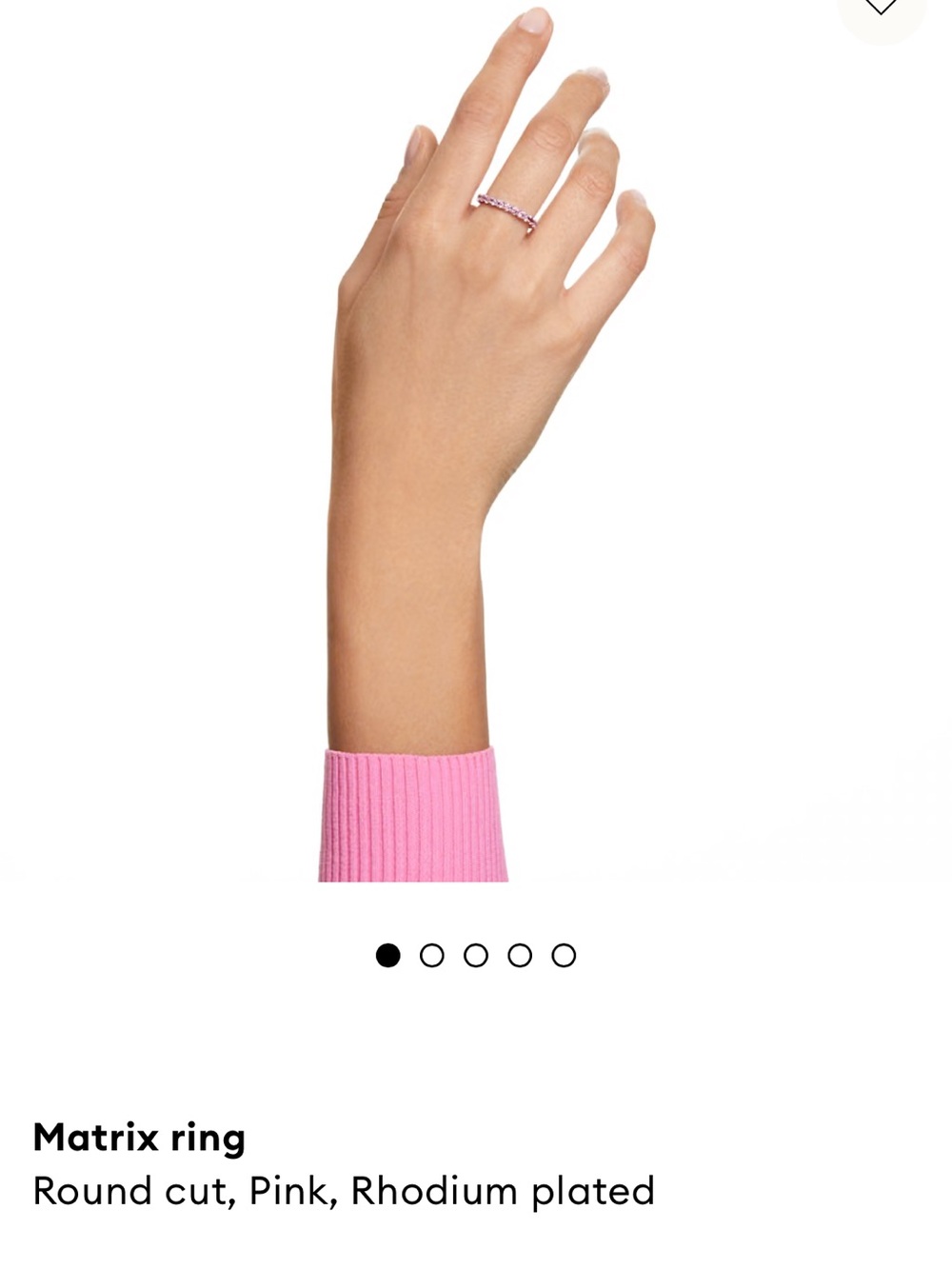Matrix ring
Round cut, Pink, Rhodium plated - Picture 6 of 6